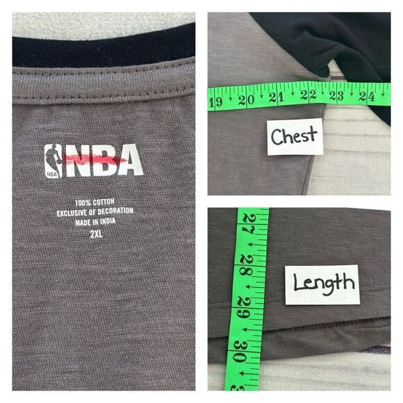 NWT NBA San Antonio Spurs Womens Shirt Size XL Raglan Black Gray White Retro - Picture 2 of 6